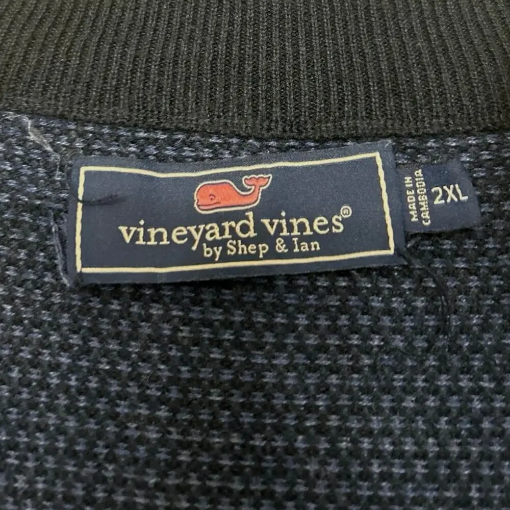 Vineyard Vines XXL Wool Blend Quarter Zip Sweater Navy Hamilton Pullover Preppy
